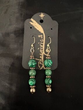Malachite & Aventurine Beaded Dangle Earrings by Phoenixic3